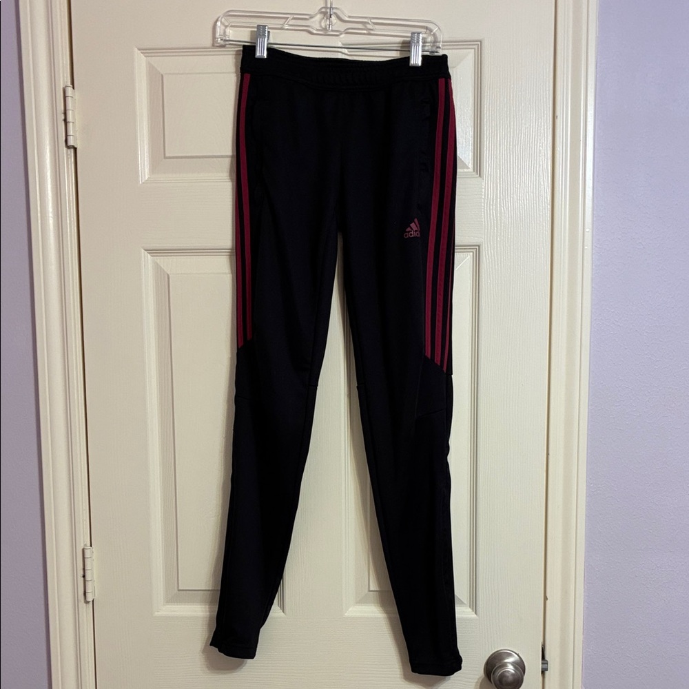 Adidas Black Pants with Pink Stripes